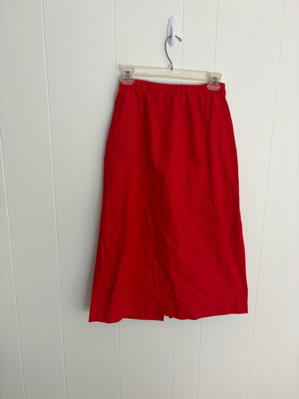 Vintage Women’s Red Midi Skirt with Elastic Waist